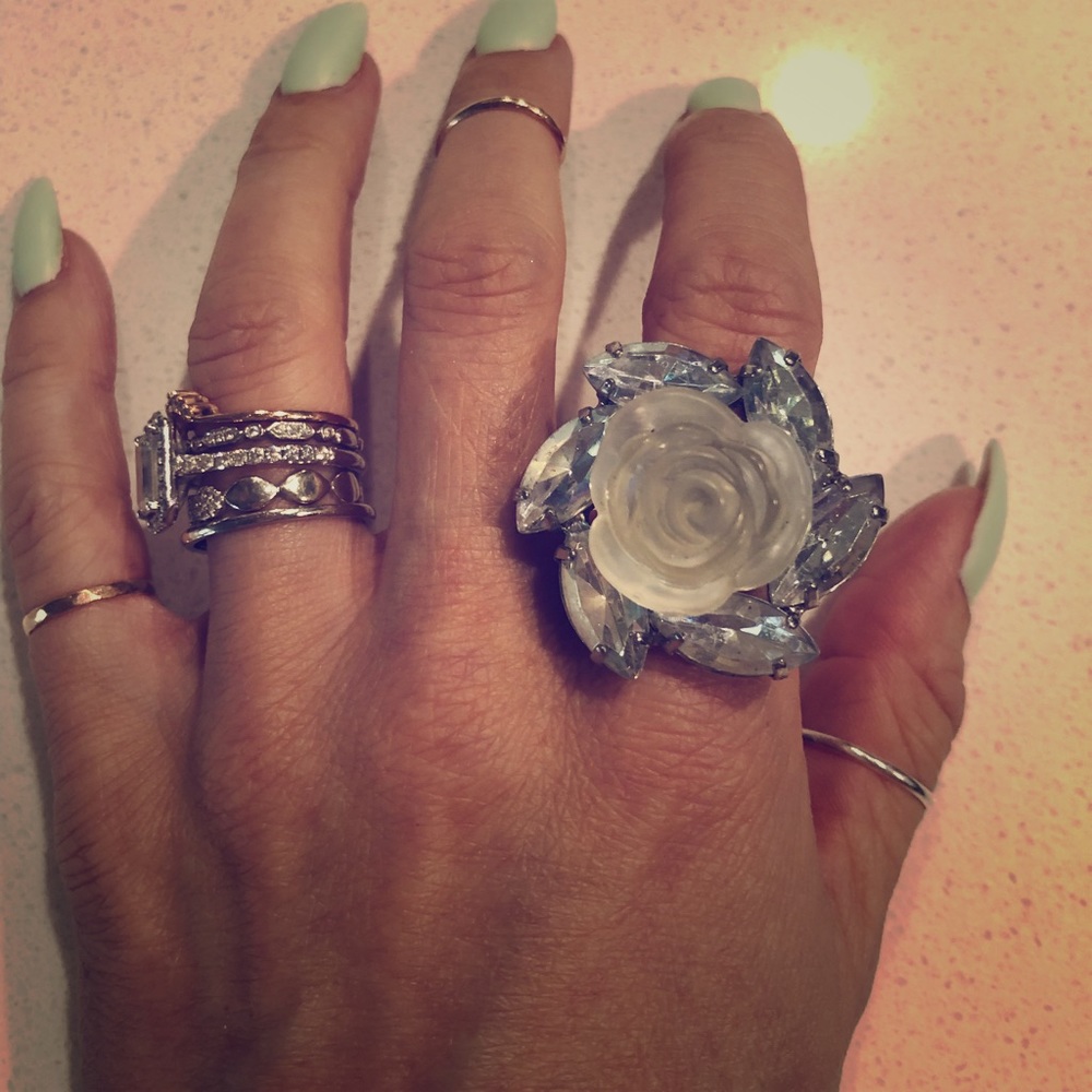 Silver Rose Statement Ring